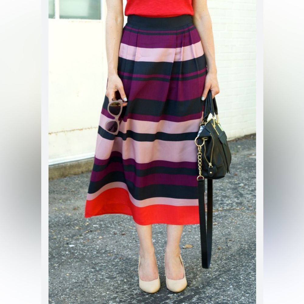 Ann Taylor Elegant Multicolor Striped Skirt